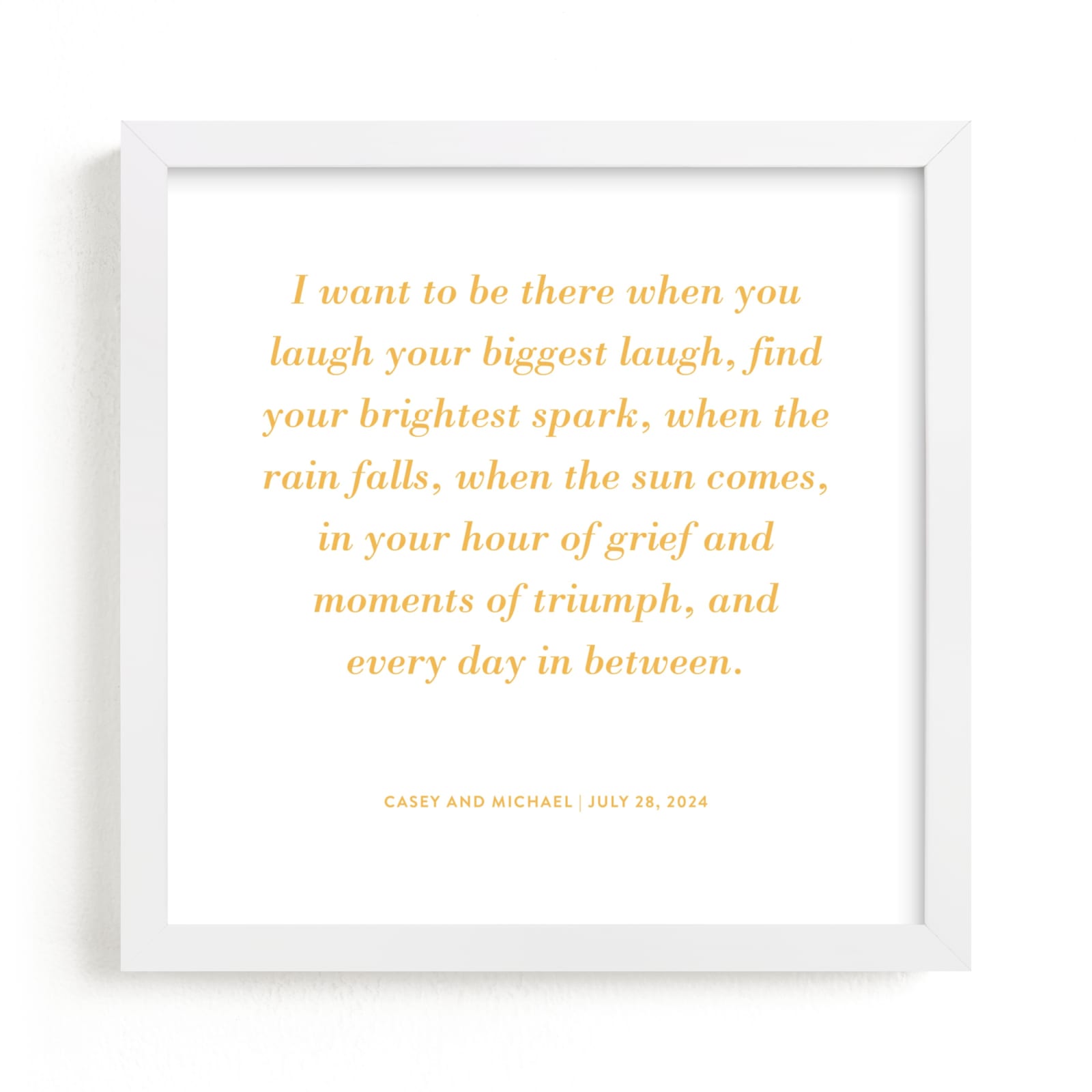 This is a yellow photos to art by Minted called Your Vows as a Letterpress Art Print.