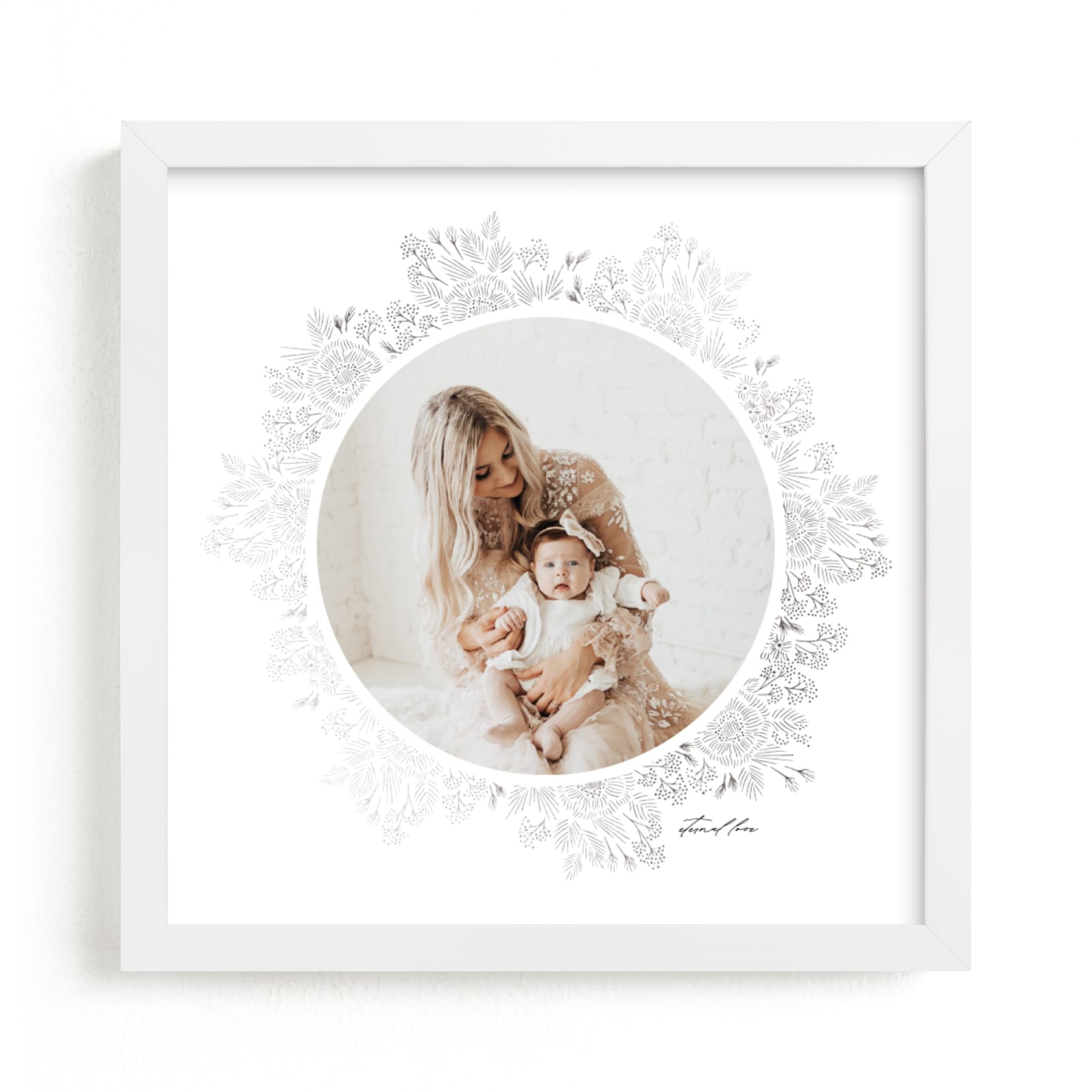 This is a silver, white foil stamped photo art by Tamara Hilje called Gilded Blooms.