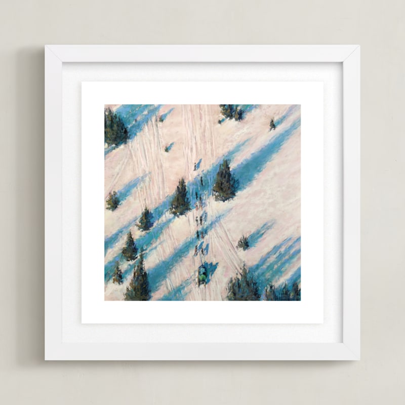 "Chasing Shadows" - Art Print in Arctic Blue by Cindy Gillett - Framed