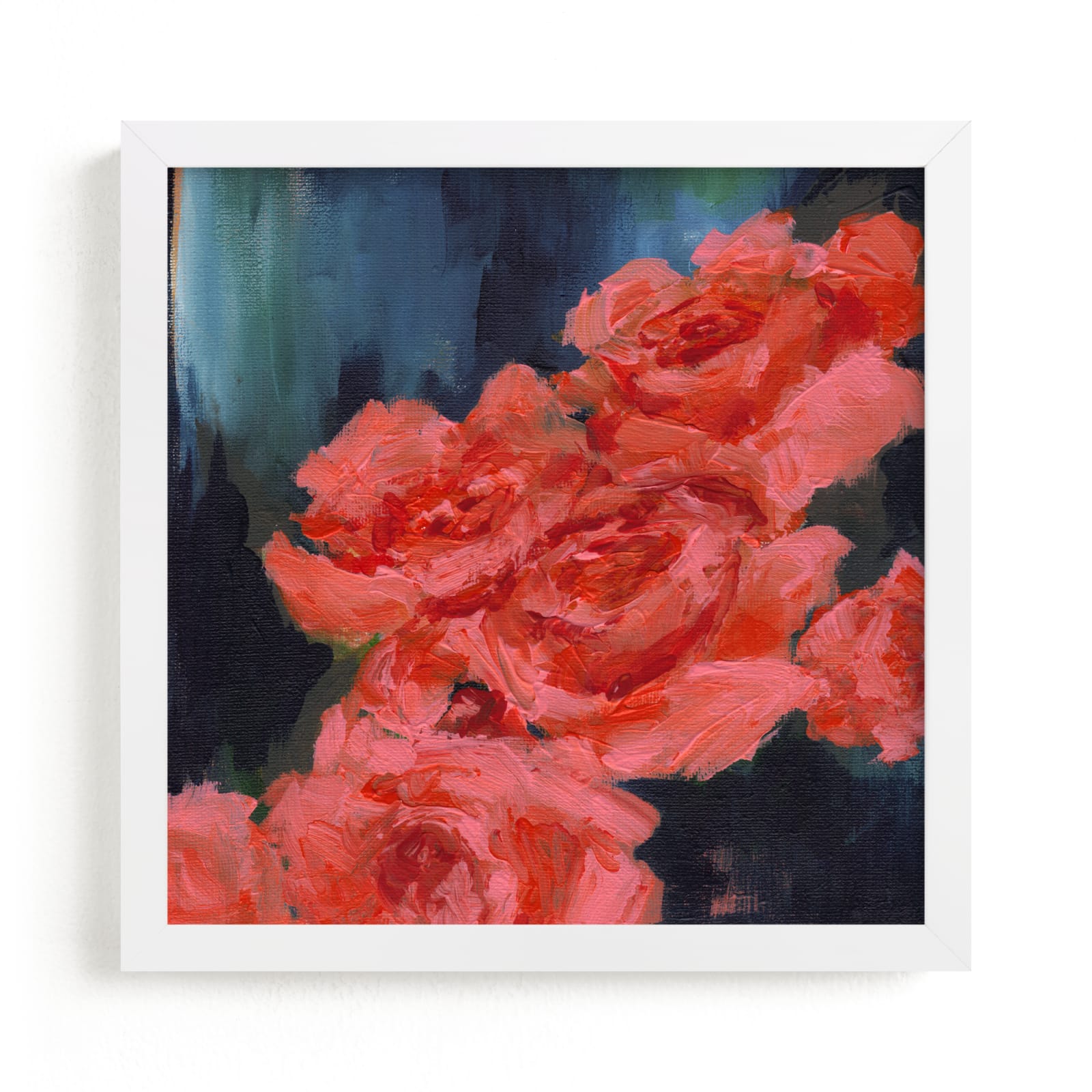 "Coral Roses" - Limited Edition Art Print by Sonal Nathwani in beautiful frame options and a variety of sizes.