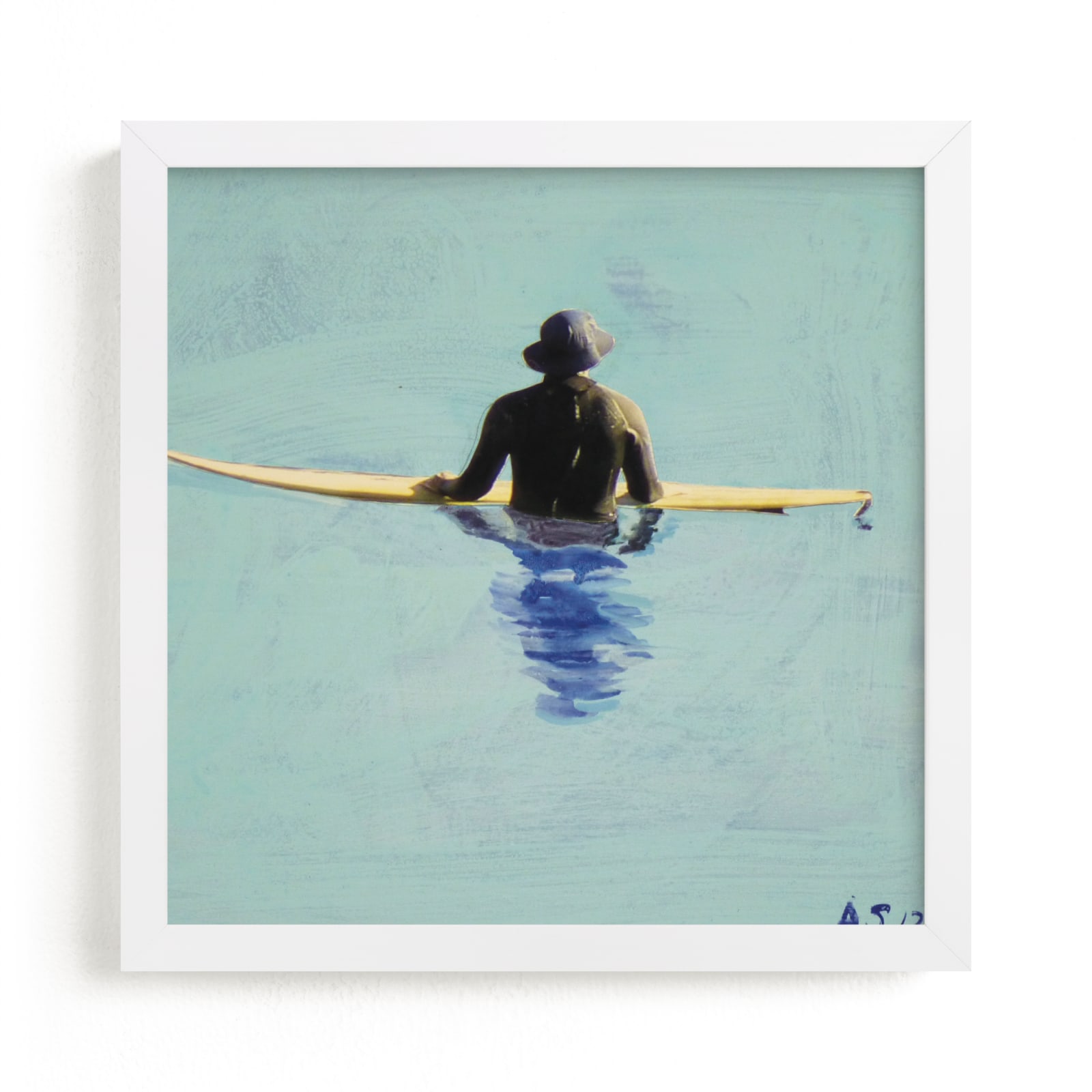 "Topanga Hat Wearing Surfer" - Limited Edition Art Print by Annie Seaton in beautiful frame options and a variety of sizes.