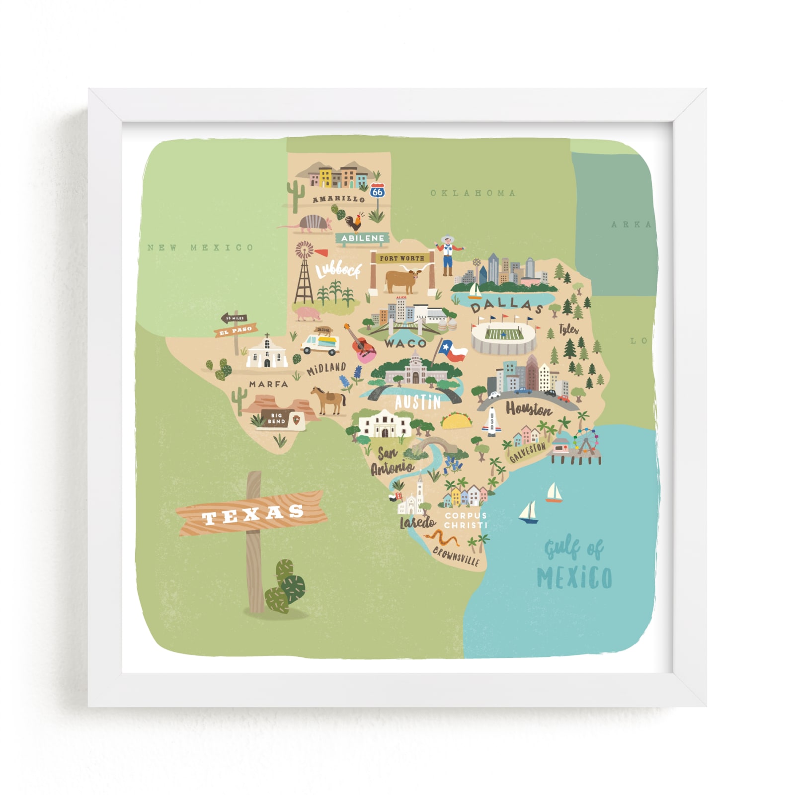 "Greetings from Texas" - Limited Edition Art Print by Jennifer Wick in beautiful frame options and a variety of sizes.