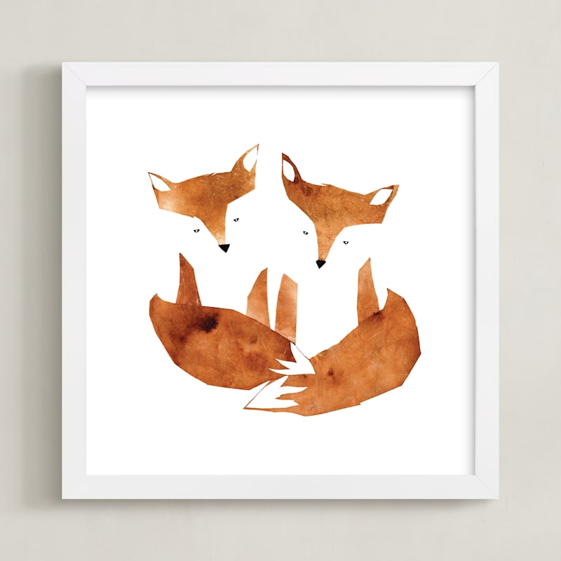 "Twin Foxes" - Limited Edition Art Print by Mia Posada in beautiful frame options and a variety of sizes.