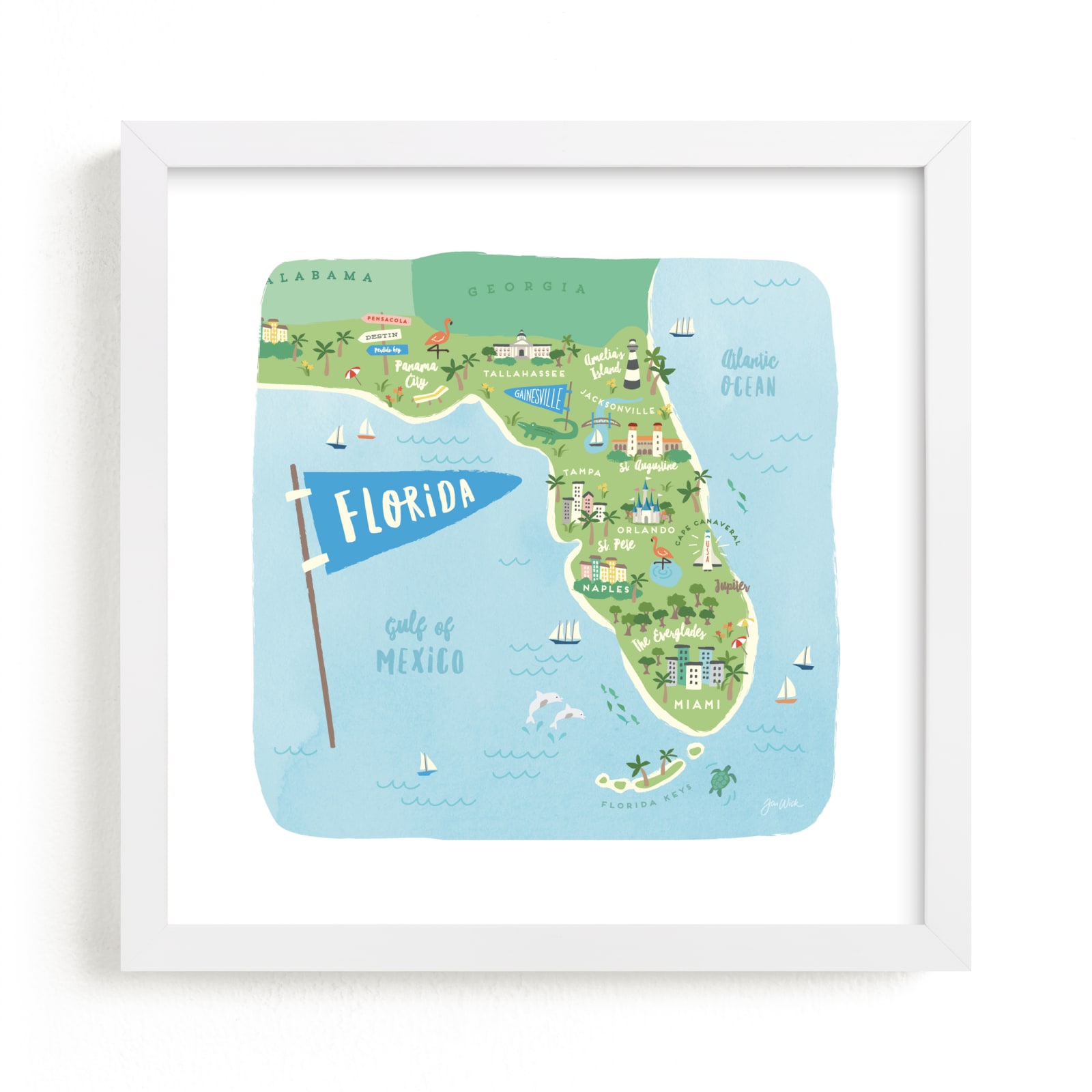 "Sunny Florida" - Limited Edition Art Print by Jennifer Wick in beautiful frame options and a variety of sizes.