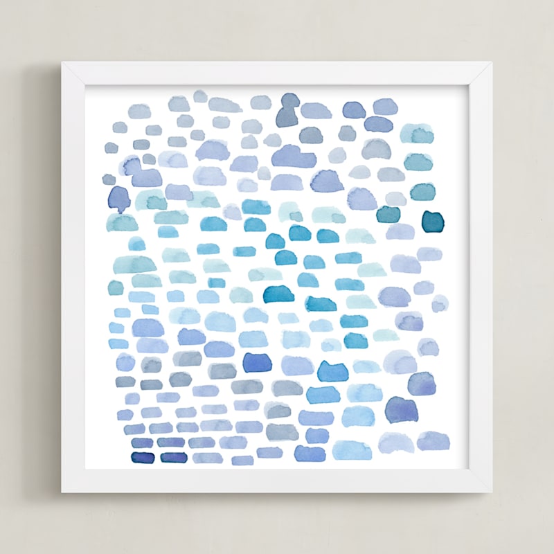 "Cloudy Day" - Art Print in Blue Sky by Kim Colthurst Johnson - Framed