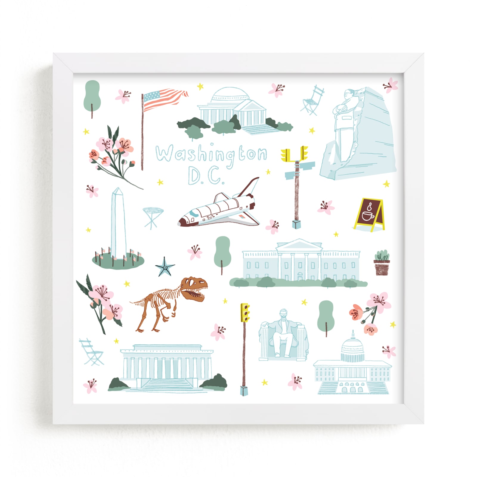 "Washington DC Walking Tour" - Art Print by Lindsey Balbierz in beautiful frame options and a variety of sizes.