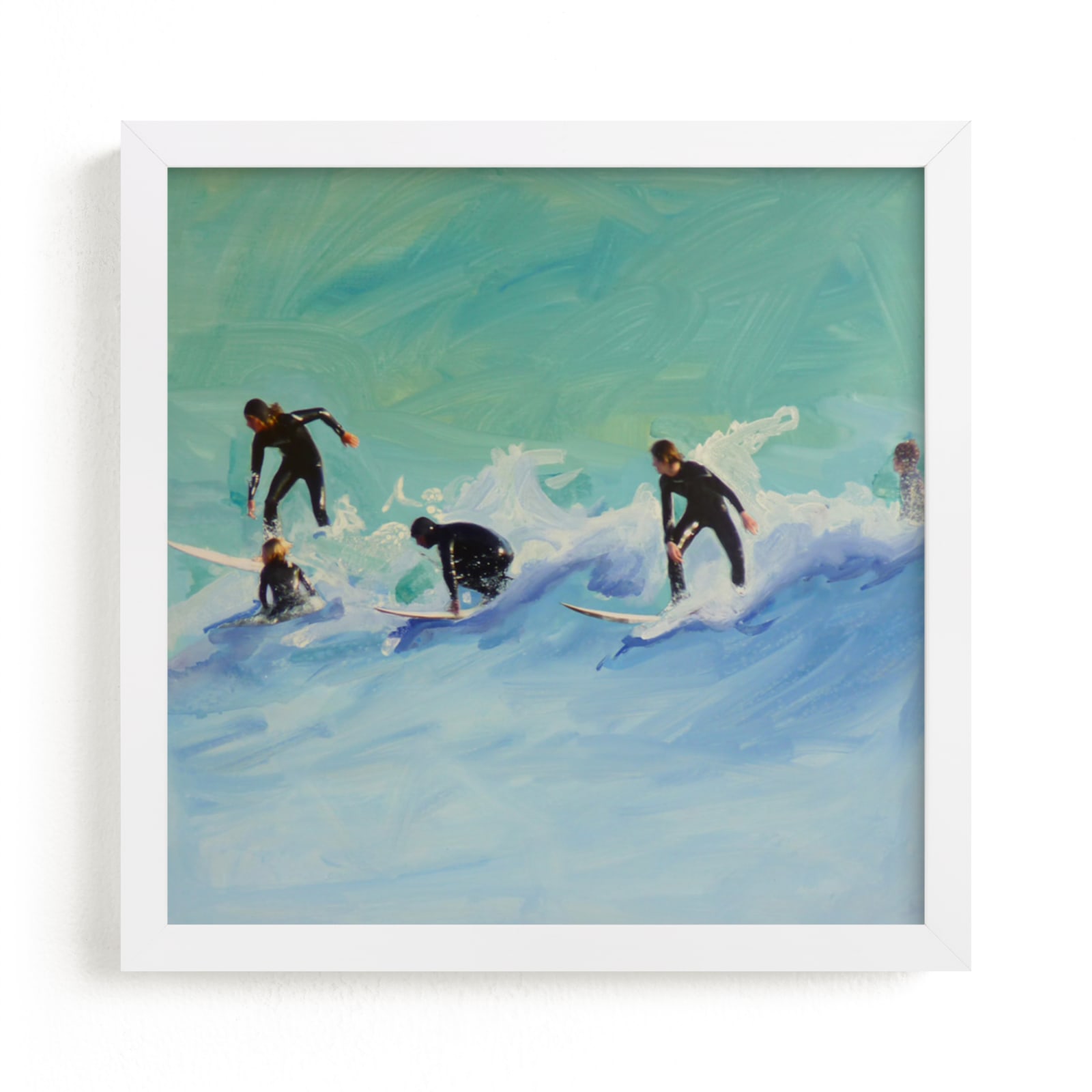 "Surf boys at Sunset" - Art Print by Annie Seaton in beautiful frame options and a variety of sizes.