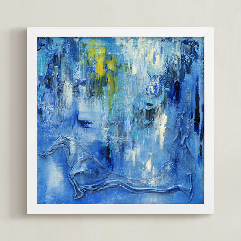 "Urban Nylons" - Art Print in Ocean Blue by Emily Magone - Framed
