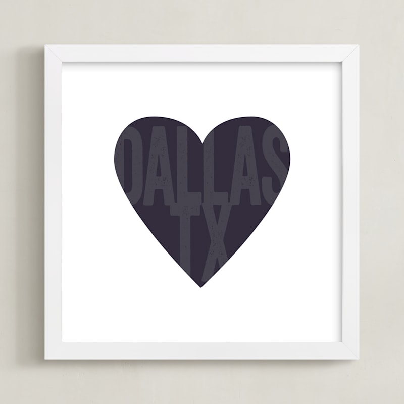 "Heart Dallas" - Art Print in Slate by Katherine Moynagh - Framed