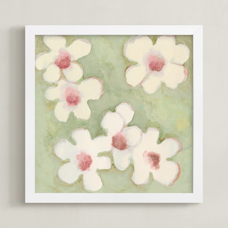 "Blossoms of Spring" - Art Print in Green Apple by Amelia Gluba - Framed