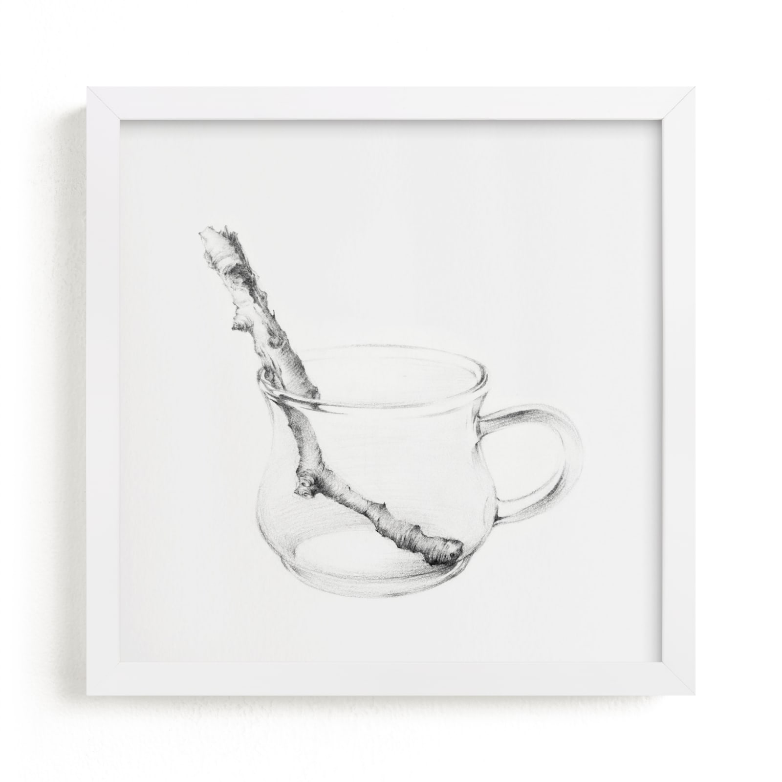 "Bonsai dessin with twig & coffee cup " - Art Print by jinseikou in beautiful frame options and a variety of sizes.