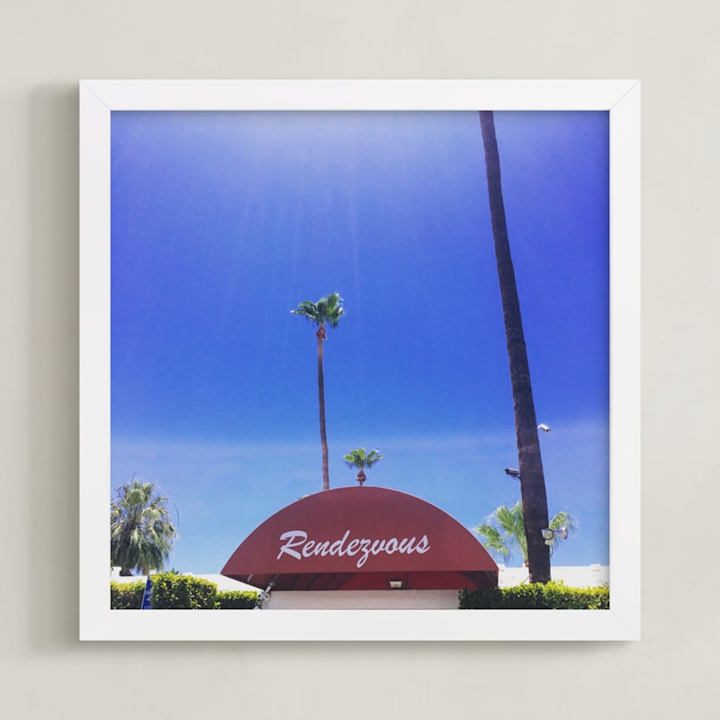 "Rendezvous in Palm Springs " - Art Print in Sky Blue  by TweetSweet - Framed