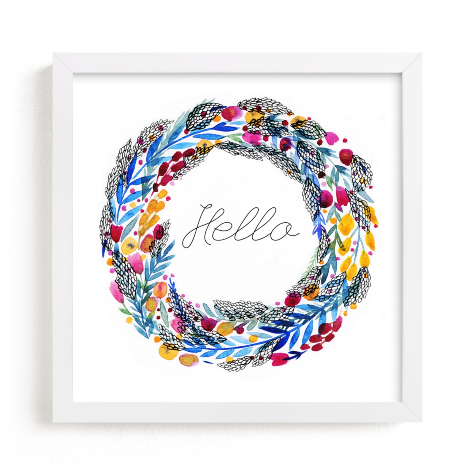 "Floral Hello" - Art Print by Alexandra Dzh in beautiful frame options and a variety of sizes.