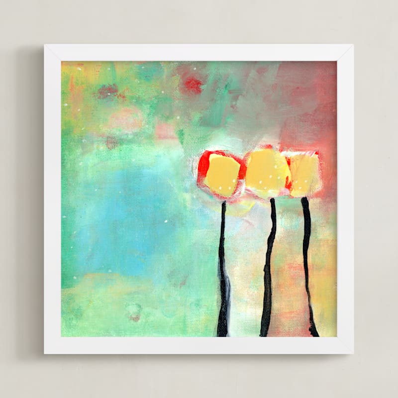 "Then There Were Three" - Art Print in Sunny Yellow by Lindsay Megahed - Framed