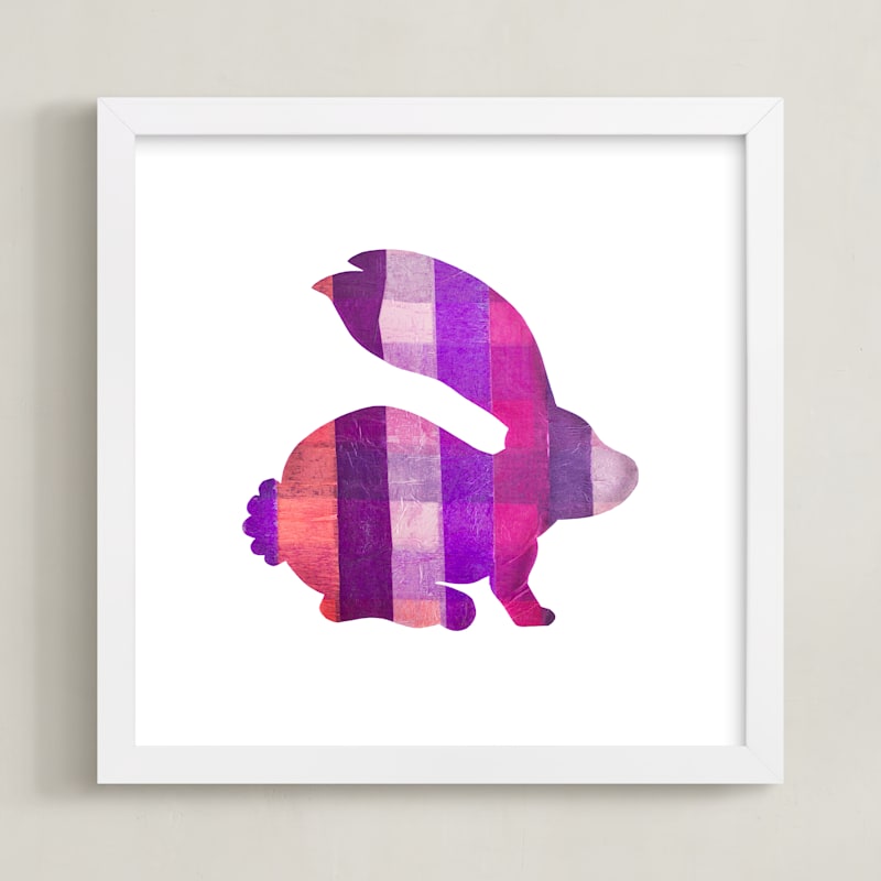 "Pink Party Bunny" - Art Print in Silhouette Pink by Jeff Preuss - Framed