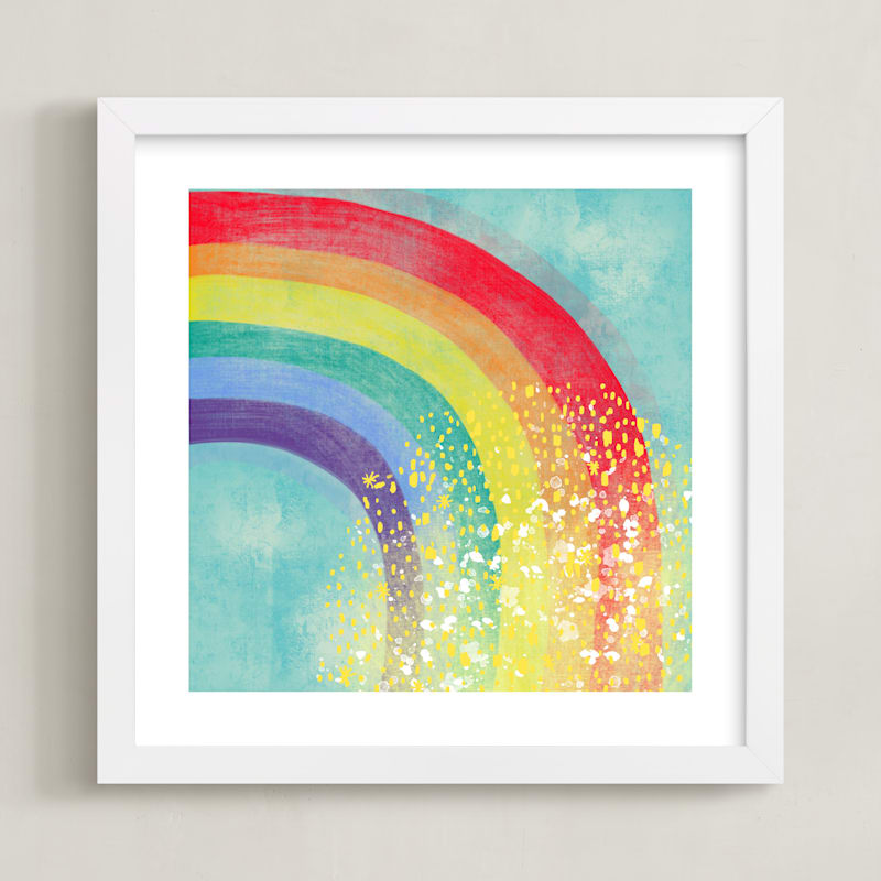 "Rainbow Mirage" - Art Print in Sky Blue by Carole Crohan - CaroleeXpressions - Framed
