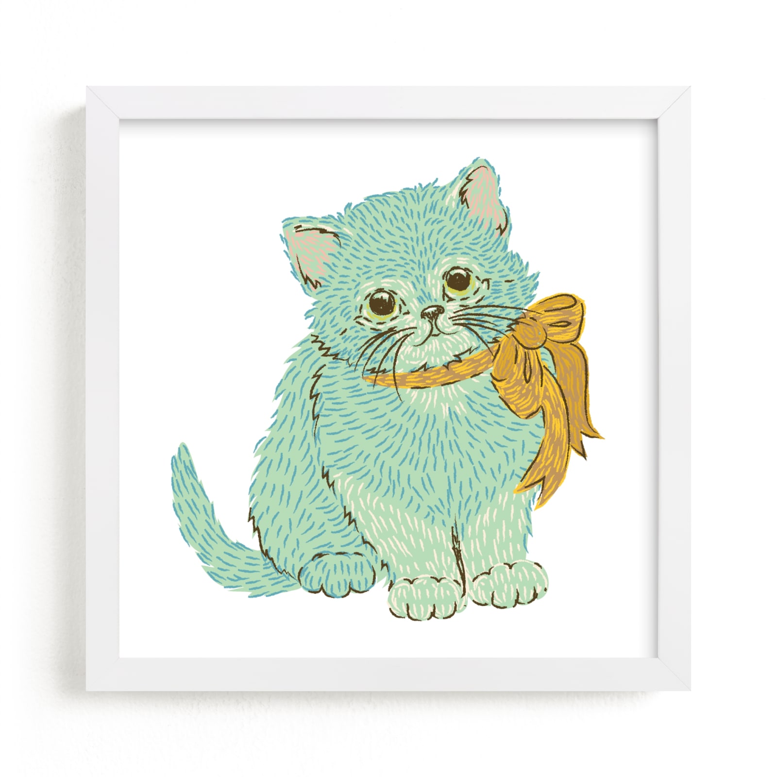 "Kitten & Bow" - Art Print by Snow and Ivy in beautiful frame options and a variety of sizes.