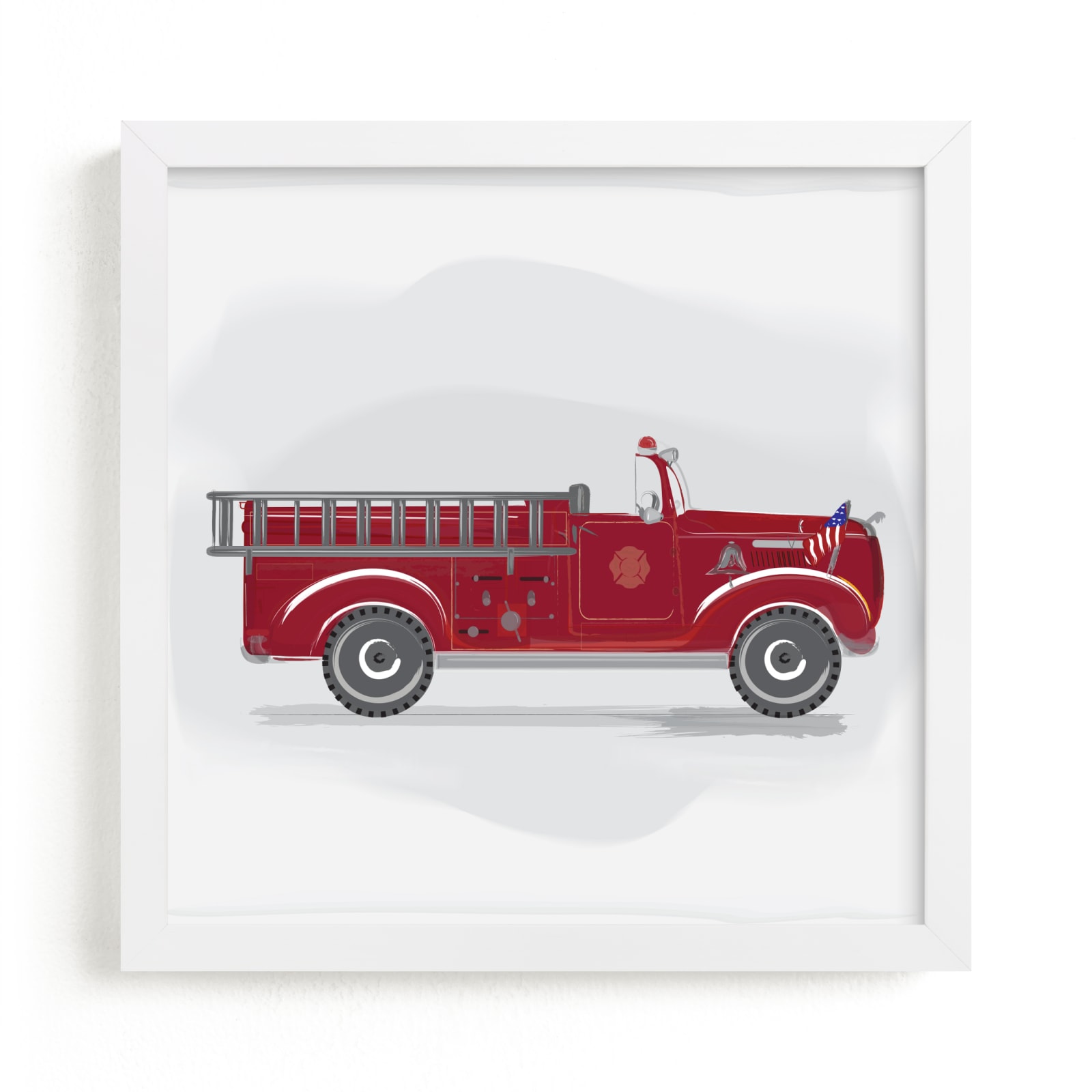 "Fire Truck Grey -1" - Art Print by Rebecca Marchese in beautiful frame options and a variety of sizes.