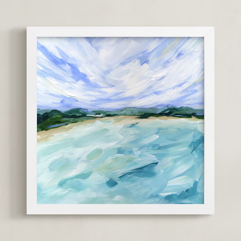 "Always Summer" - Art Print in Blue Waters by Sarah Finkel - Framed