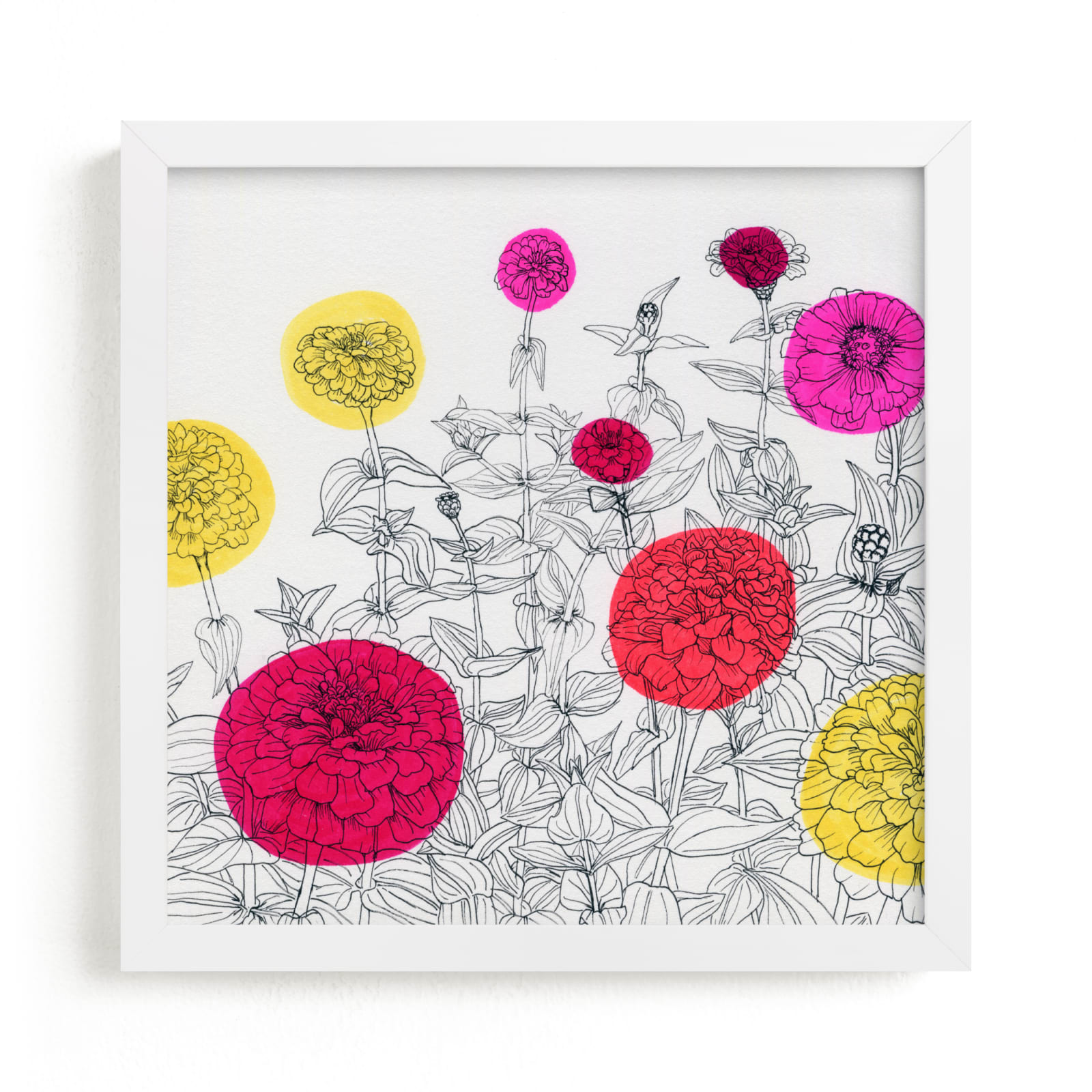 "Zinnia Field No.2" by Janie Allen in beautiful frame options and a variety of sizes.