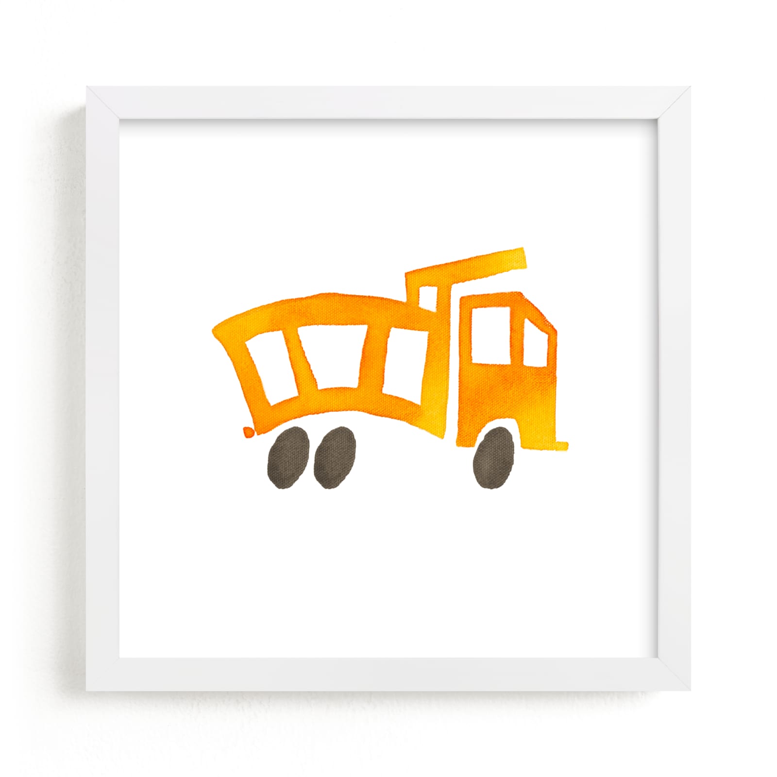"Orange Dump Truck" by Jan Dolby in beautiful frame options and a variety of sizes.