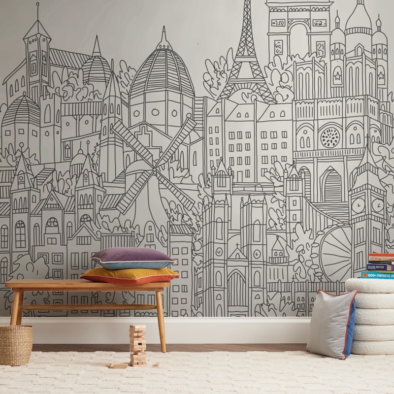 "Study Abroad" - Wall Mural in White by Krissy Bengtson - In a Room