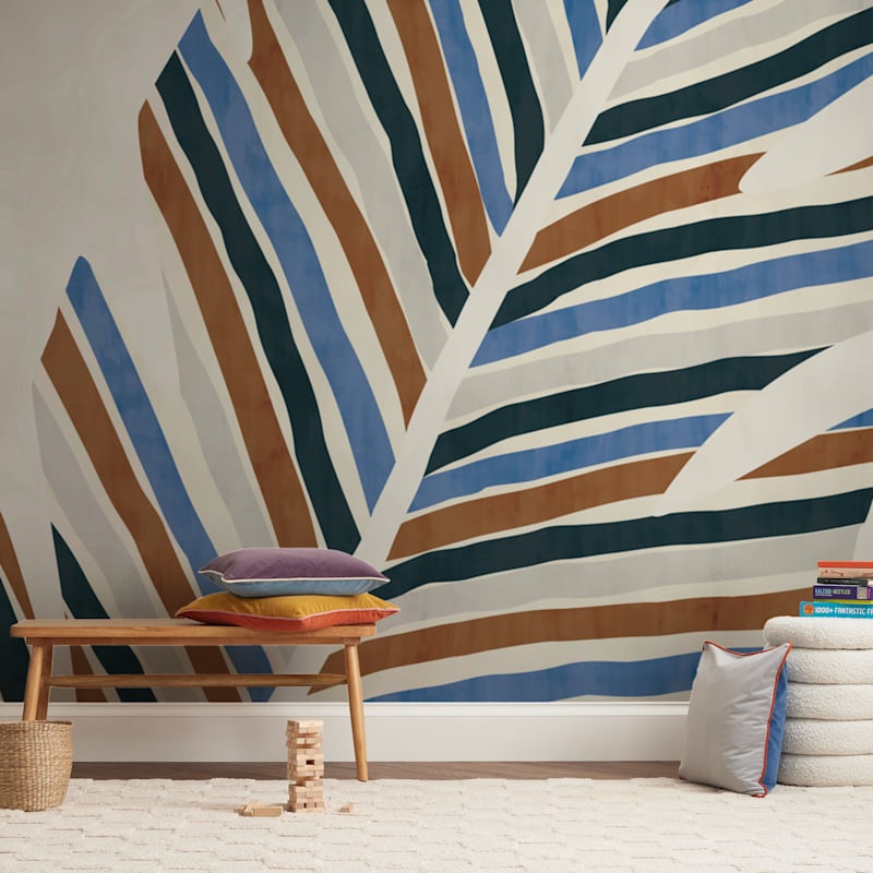 "Abstract Palm Leaf" - Wall Mural in Cinnamon by Iveta Angelova - In a Room