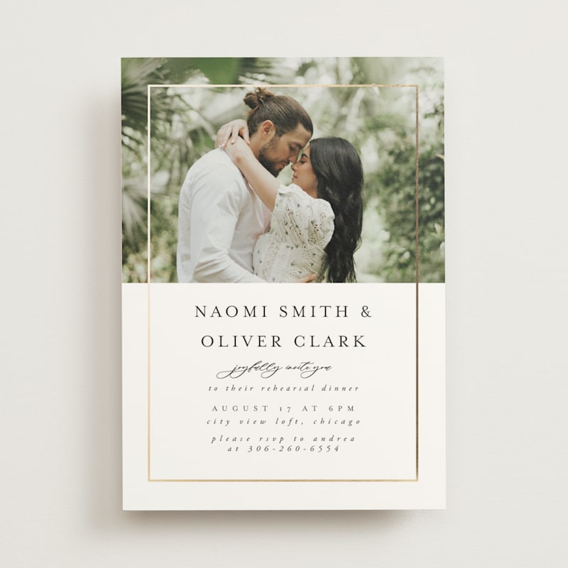 Gilded Frame Foil Rehearsal Invitations
