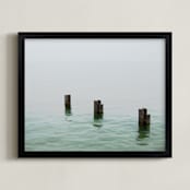 "Three in the sea" - Art Print in Sea Grey by Johanna Phillips Huuva - Framed