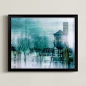 "Merging" - Art Print in Emerald Green by Debra Pruskowski - Framed