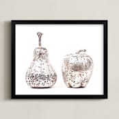 "Silver Fruit" - Art Print in Silver & White by Katrina Leandro - Framed