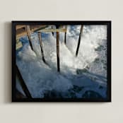 "Crashing Wave" - Art Print in Ocean Blue by AJD - Framed