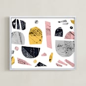 "Boats on a river" - Art Print in light and fun by Susanne Kasielke - Framed