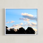 "Treetops" - Art Print in Sky Blue by Hannah Graham - Framed