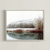 "The River laid dreaming" - Art Print in Dusty Jade by Eva Marion - Framed