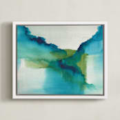 "Enchant" - Art Print in Aqua by Christine Llewellyn - Framed Canvas