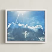 "Arise & Shine" - Art Print in Blue Skies by Charlotte Mello Stevenson - Framed Canvas