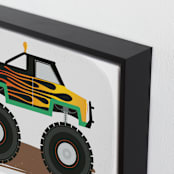 "Flaming Monster Truck" - Art Print in Lit Flame by Rebecca Marchese - Frame Close-up