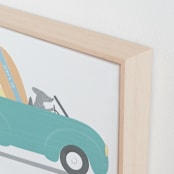 "Beach Day Fun" - Art Print in VW blue by Rebecca Marchese - Frame Close-up
