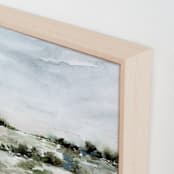 "Summer Fields No.1" - Art Print in soft dusty blue, sage and forestgreen by Kate Nelson - Frame Close-up