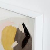 "Cuddling in the rain" - Art Print in Mustard Yellow by Yaling Hou Suzuki - Frame Close-up