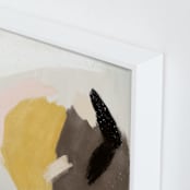 "Cuddling in the rain" - Art Print in Mustard Yellow by Yaling Hou Suzuki - Frame Close-up