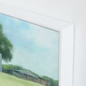 "Two Silos" - Art Print in Sky Blue by Amy Hall - Frame Close-up