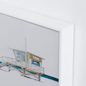 "Hermosa Beach Lifeguard Tower" - Art Print in Beige by Viktoria Eperjesi - Frame Close-up