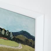 "Blue Hills" - Art Print in Blue with Varied Greens by Owen Design Studio - Frame Close-up