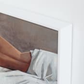 "Draped Figure Study in White" - Art Print in Crisp Linen White by Rachel Nelson - Frame Close-up