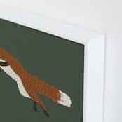 "Leaping Fox" - Art Print in Forrest Green by Kelly Watkins - Frame Close-up