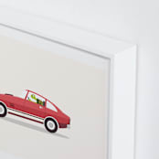 "Wacky Races II" - Art Print in Racer Red by David Michuki - Frame Close-up