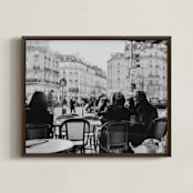 "Cafes of Paris" - Art Print in Black & White by Becca Beers - Framed