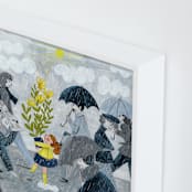 "There is sunshine after the rain" - Art Print in Raincoat by Caroline Bonne Muller - Frame Close-up